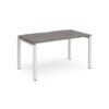 Adapt single desk 1400mm x 800mm - white frame Grey Oak Top - E148-WH-GO