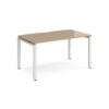 Adapt single desk 1400mm x 800mm - white frame Kendal Oak Top - E148-WH-KO
