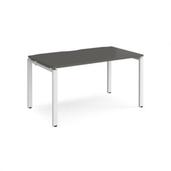 Adapt single desk 1400mm x 800mm - white frame storm grey top - E148-WH-OG