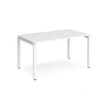 Adapt single desk 1400mm x 800mm - white frame White Top - E148-WH-WH