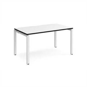 Adapt single desk 1400mm x 800mm - white frame White Top black edge - E148-WH-WK