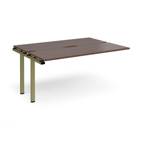 Adapt add on unit single 1600mm x 1200mm - green frame Walnut top - E1612-AB-GN-W