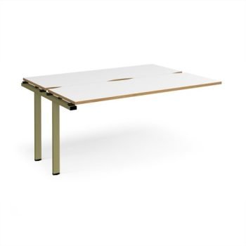 Adapt add on unit single 1600mm x 1200mm - green frame White Top oak edge - E1612-AB-GN-WO