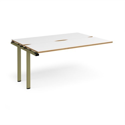 Adapt add on unit single 1600mm x 1200mm - green frame White Top oak edge - E1612-AB-GN-WO