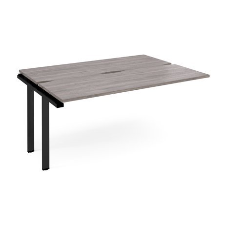 Adapt add on unit single 1600mm x 1200mm - black frame Grey Oak Top - E1612-AB-K-GO