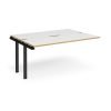 Adapt add on unit single 1600mm x 1200mm - black frame White Top with oak edging - E1612-AB-K-WO