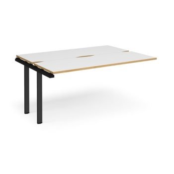 Adapt add on unit single 1600mm x 1200mm - black frame White Top with oak edging - E1612-AB-K-WO