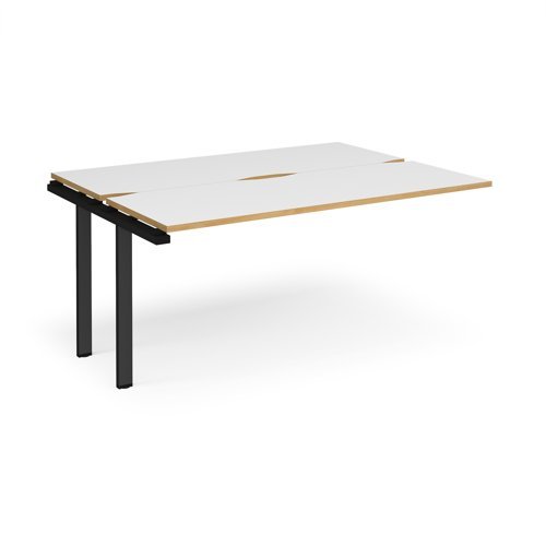 Adapt add on unit single 1600mm x 1200mm - black frame White Top with oak edging - E1612-AB-K-WO