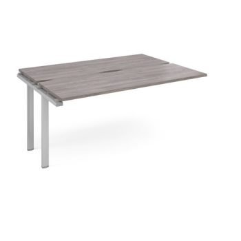 Adapt add on unit single 1600mm x 1200mm - silver frame Grey Oak Top - E1612-AB-S-GO