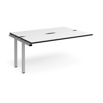 Adapt add on unit single 1600mm x 1200mm - silver frame White Top black edge - E1612-AB-S-WK