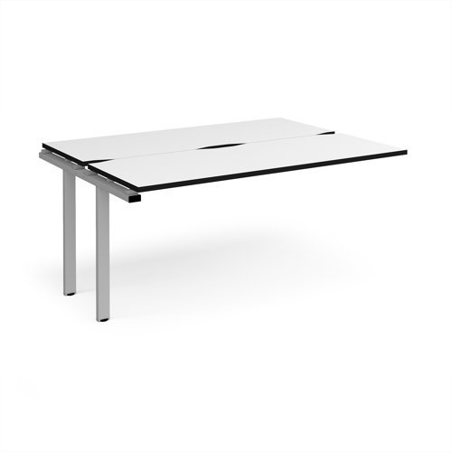 Adapt add on unit single 1600mm x 1200mm - silver frame White Top black edge - E1612-AB-S-WK