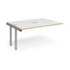 Adapt add on unit single 1600mm x 1200mm - silver frame White Top with oak edging - E1612-AB-S-WO