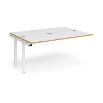 Adapt add on unit single 1600mm x 1200mm - white frame White Top with oak edging - E1612-AB-WH-WO