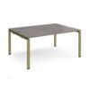 Adapt back to back desks 1600mm x 1200mm - green frame Grey Oak Top - E1612-GN-GO