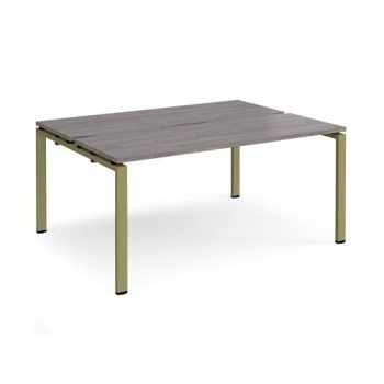 Adapt back to back desks 1600mm x 1200mm - green frame Grey Oak Top - E1612-GN-GO