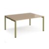 Adapt back to back desks 1600mm x 1200mm - green frame Kendal Oak Top - E1612-GN-KO