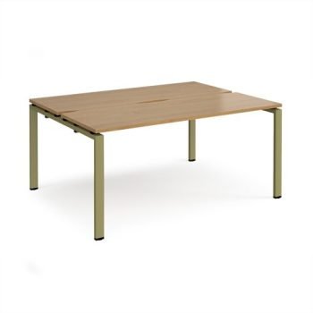 Adapt back to back desks 1600mm x 1200mm - green frame Oak Top - E1612-GN-O