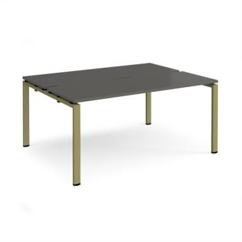 Adapt back to back desks 1600mm x 1200mm - green frame storm grey top - E1612-GN-OG