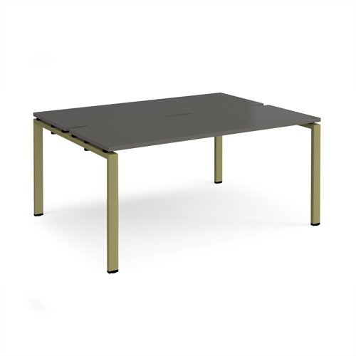 Adapt back to back desks 1600mm x 1200mm - green frame storm grey top - E1612-GN-OG