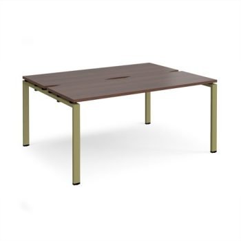 Adapt back to back desks 1600mm x 1200mm - green frame Walnut top - E1612-GN-W