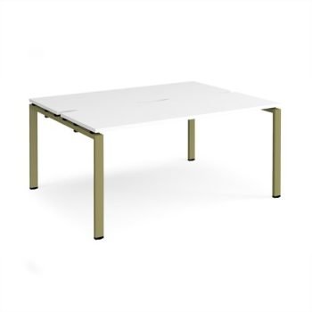 Adapt back to back desks 1600mm x 1200mm - green frame White Top - E1612-GN-WH