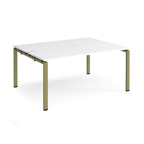 Adapt back to back desks 1600mm x 1200mm - green frame White Top - E1612-GN-WH