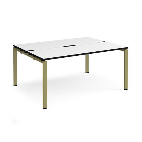 Adapt back to back desks 1600mm x 1200mm - green frame White Top black edge - E1612-GN-WK