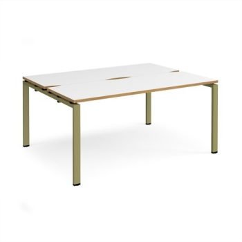 Adapt back to back desks 1600mm x 1200mm - green frame White Top oak edge - E1612-GN-WO