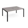 Adapt back to back desks 1600mm x 1200mm - black frame Grey Oak Top - E1612-K-GO