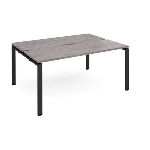 Adapt back to back desks 1600mm x 1200mm - black frame Grey Oak Top - E1612-K-GO