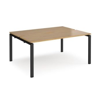 Adapt back to back desks 1600mm x 1200mm - black frame Oak Top - E1612-K-O