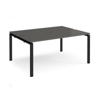 Adapt back to back desks 1600mm x 1200mm - black frame storm grey top - E1612-K-OG