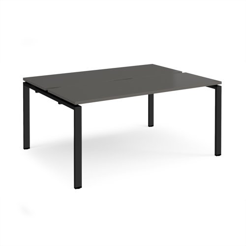 Adapt back to back desks 1600mm x 1200mm - black frame storm grey top - E1612-K-OG