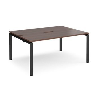 Adapt back to back desks 1600mm x 1200mm - black frame Walnut top - E1612-K-W