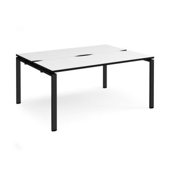 Adapt back to back desks 1600mm x 1200mm - black frame White Top black edge - E1612-K-WK