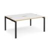 Adapt back to back desks 1600mm x 1200mm - black frame White Top with oak edging - E1612-K-WO