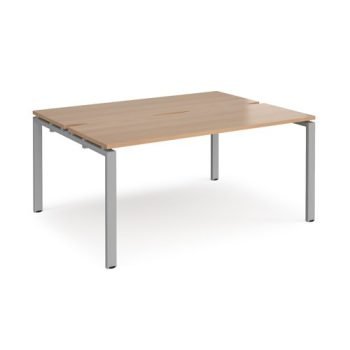 Adapt back to back desks 1600mm x 1200mm - silver frame Beech top - E1612-S-B