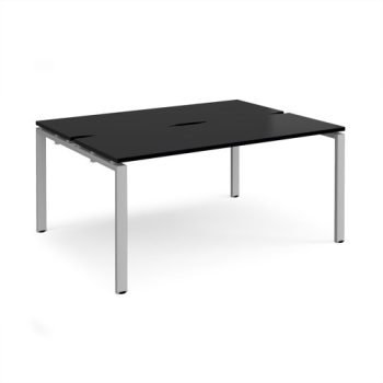 Adapt back to back desks 1600mm x 1200mm - silver frame black top - E1612-S-BK