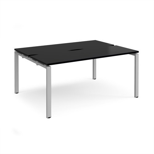 Adapt back to back desks 1600mm x 1200mm - silver frame black top - E1612-S-BK