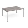 Adapt back to back desks 1600mm x 1200mm - silver frame Grey Oak Top - E1612-S-GO