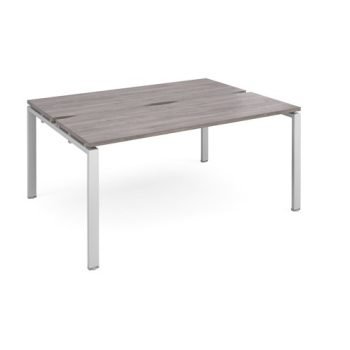 Adapt back to back desks 1600mm x 1200mm - silver frame Grey Oak Top - E1612-S-GO