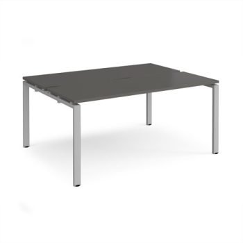 Adapt back to back desks 1600mm x 1200mm - silver frame storm grey top - E1612-S-OG