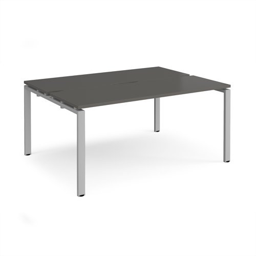 Adapt back to back desks 1600mm x 1200mm - silver frame storm grey top - E1612-S-OG