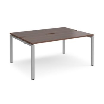 Adapt back to back desks 1600mm x 1200mm - silver frame Walnut top - E1612-S-W