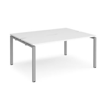Adapt back to back desks 1600mm x 1200mm - silver frame White Top - E1612-S-WH