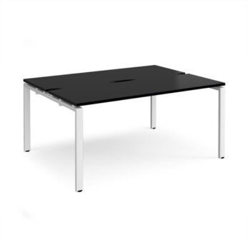 Adapt back to back desks 1600mm x 1200mm - white frame black top - E1612-WH-BK