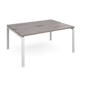 Adapt back to back desks 1600mm x 1200mm - white frame Grey Oak Top - E1612-WH-GO