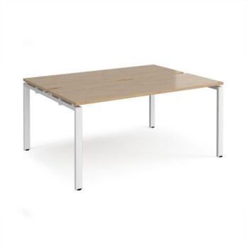 Adapt back to back desks 1600mm x 1200mm - white frame Kendal Oak Top - E1612-WH-KO