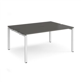 Adapt back to back desks 1600mm x 1200mm - white frame storm grey top - E1612-WH-OG