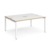 Adapt back to back desks 1600mm x 1200mm - white frame White Top with oak edging - E1612-WH-WO